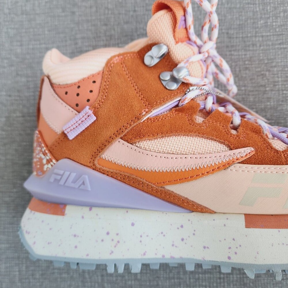 Fila Renno Multi Trekking Hi 7 Womens Shoes Orange Purple Suede Chunky Sneakers - Picture 11 of 12